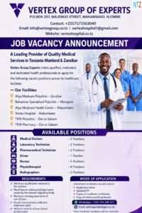Vertex Group of Experts Vacancies 2026
